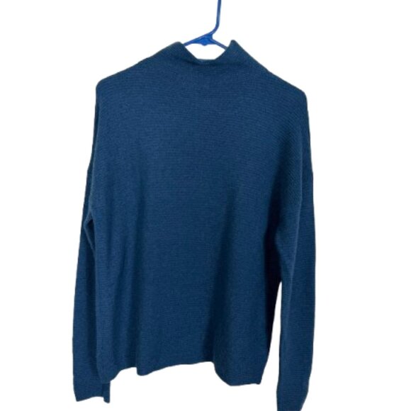 Kinross Cashmere Mock Neck Rib Cashmere Sweater Size M Teal - Picture 6 of 9